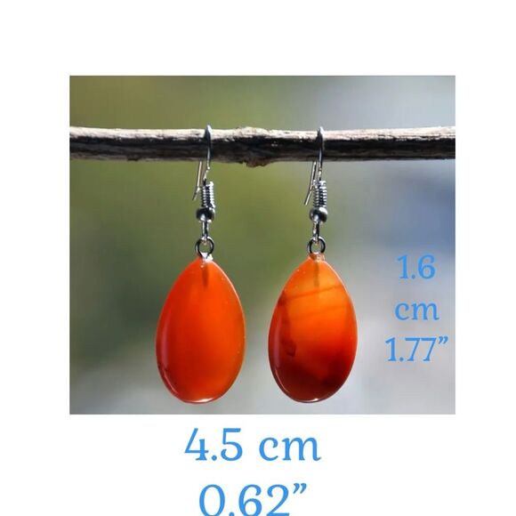 Carnelian Crystal Teardrop Earrings NWT - Picture 9 of 9